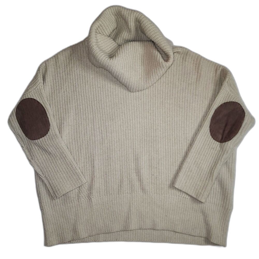 Autumn Cashmere Beige Wool Cashmere Blend Oversized Turtleneck Sweater Size XS